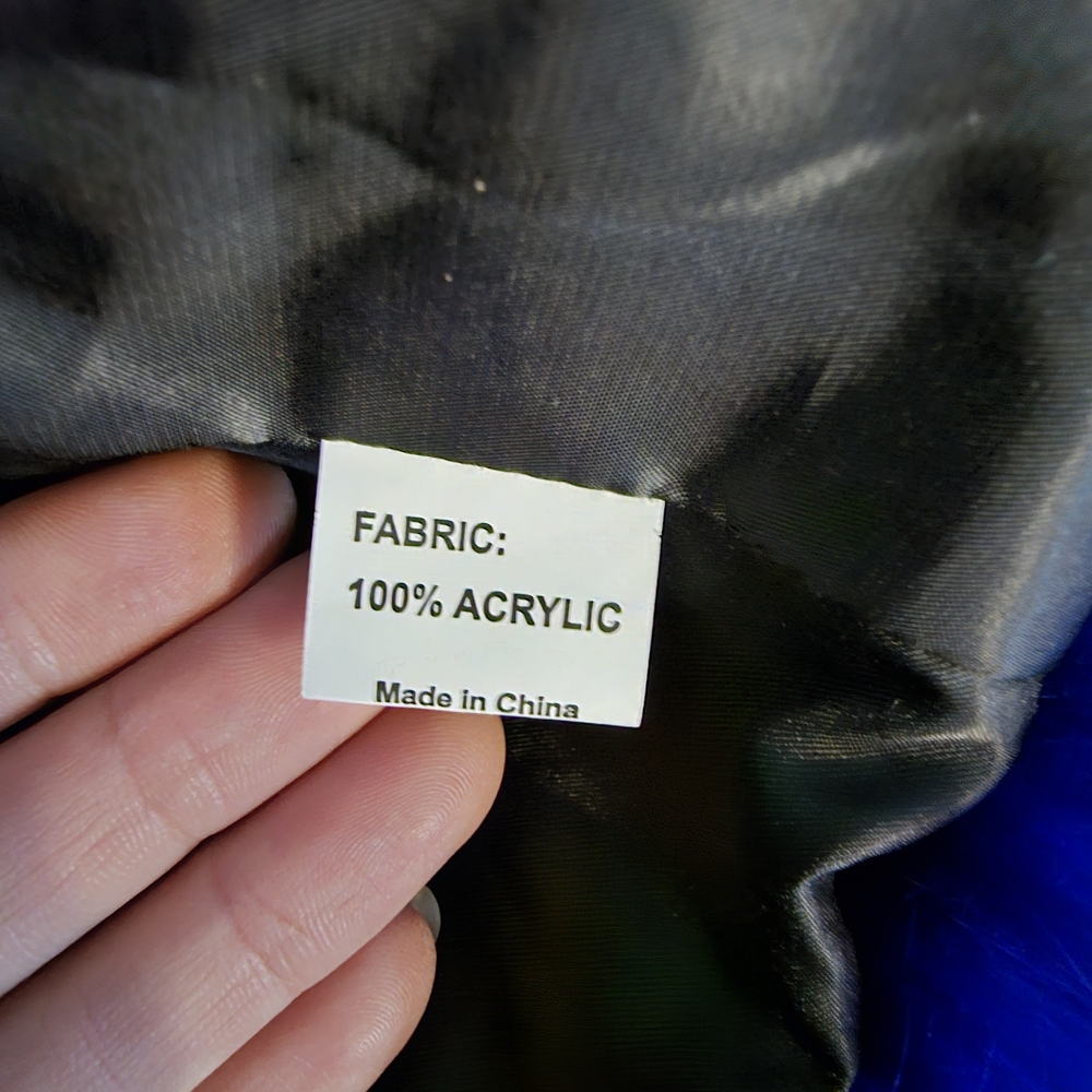 QIYE Vibrant Blue Faux Fur Jacket - Picture 6 of 7